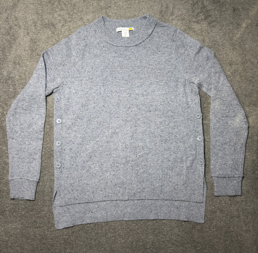 C&C CALIFORNIA Gray Alpaca Merino Wool Blend Sweater Size L Pullover Button Side